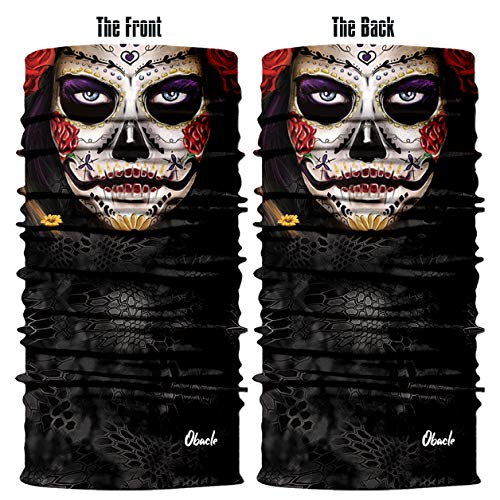 Obacle Skull Face Mask for Women Dust Wind Sun Protection Rave Festival Riding - color: Purple Eyes Red Lip