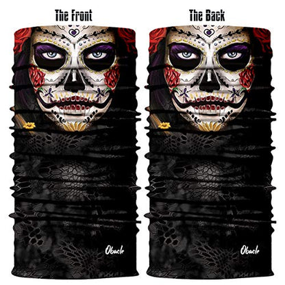 Obacle Skull Face Mask for Women Dust Wind Sun Protection Rave Festival Riding - color: Purple Eyes Red Lip