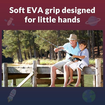 Kids Fishing Pole Set, Portable Telescopic Kids Fishing Poles for Boys and Girls Ages 4-8, Universe Trave-Themed