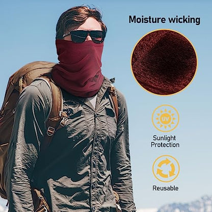 TICONN Neck Gaiter Face Cover Scarf, Neck Warmer Breathable Sun & Wind-proof for Skiing Fishing Hiking Cycling - color: Candy Red-2pk, style: Quick Dry