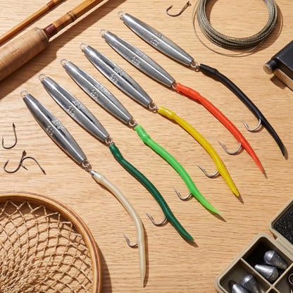6 Pcs 2oz A17 Diamond Jigs Saltwater Fishing Lures Flat Metal Jigging Spoon Baits for Surf Fishing Bottom Bouncing Sinking Casting Vertical Ocean Lures for Bluefish Striper Tuna Freshwater