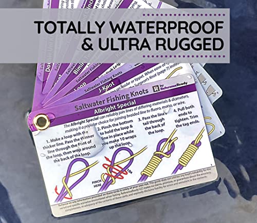 ReferenceReady Saltwater Fishing Knot Cards: Guide to 15 Deep Sea Knots | Waterproof pocket guide to big game knots, includes inshore and deep sea fishing knots for salt water.
