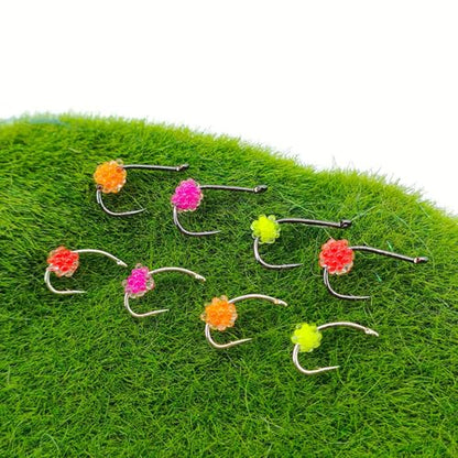 of 8 Angling Hook with Luminescent Fish Eggs Imitations and High Tensile Strength Ideal for Fast Moving Stream Fish Professional Fishing Gear