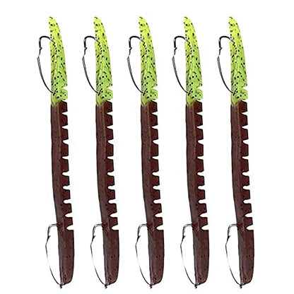 DeLong Lures – Made in USA 6" Bass Fishing Worms, Pre-Rigged Weedless & Unrigged Soft Plastic Baits, Anise-Scented Durable Lures for Freshwater & Saltwater - color: Pumpkinseed
