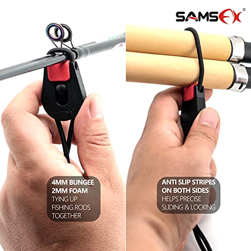 SAMSFX Fishing Rods Belt Stretchy Wrap Pole Straps Elastic Cable Ties for Casting, Spinning & Fly Rods - color: 8pcs, 4 Colors Mixed a