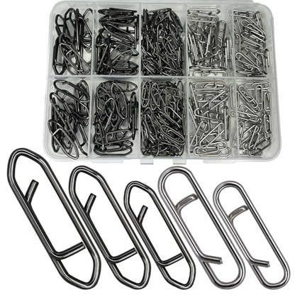 Fishing Power Clips, 200pcs Fishing Speed Clips for Fishing Lure Quick Change, High Strength Stainless Steel Clips Snap Freshwater Saltwater Crankbait Popper Lure Connector Tackle