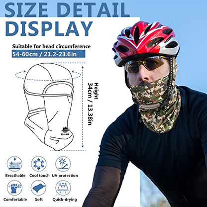 Balaclava Ski Mask, Sun UV Protection Breathable Full Head Face Mask for Men Women Skiing Cycling - color: Camo Green