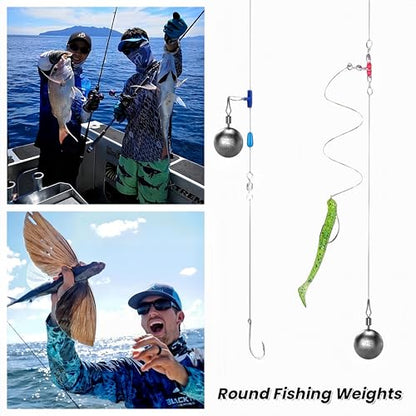 50Pcs Round Fishing Weights Sinkers Ball Fishing Weights Casting Drop Shot Sinkers Catfishing Sinkers Lead Weights Sinkers with Barrel Swivels for Saltwater Freshwater Fishing-(3.5-10g) - size: 1/8oz(3.5g)-50 Pack