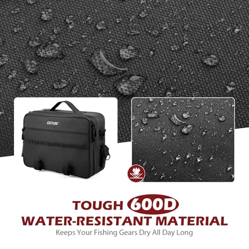 Goture Fishing Reel Case, Hard Shell Storage Bag with Adjustable Dividers | Modular dividers for custom fit 600D water-resistant fabric & EVA padding Integrated rod straps & quick-access pockets - color: Black