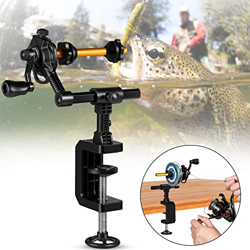 PLUSINNO Fishing Line Spooler For Fishing Reels, Fishing Gear And Equipment Gift For men With Unwinding Function Versatile for Thick & Thin Rods, Works with Spinning Reel, Cast Reel Without Line Twist - style: Table Clamp Spooler