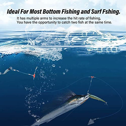 YOTO Fishing Leaders,Stainless Steel Tackle Rig with Tackle Lure Swivels Snaps, Saltwater rig Wire Leader Fishing Leader Wire Bottom rigs for Saltwater - color: Blue Fishing Leaders, style: 1arm-12pcs