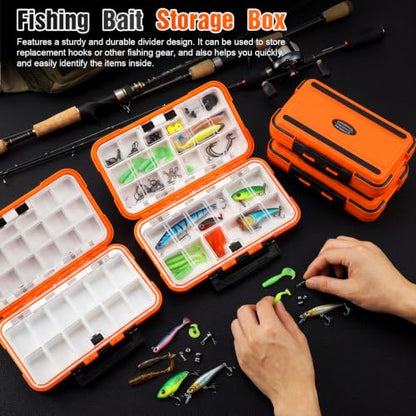 4 Pack Fishing Tackle Box, Large Waterproof Lure Bait Storage Box with Adjustable Dividers, Double Sided Floating Storage Container for Hooks, Sinkers, Beads, Small Baits(Stylish) - size: Large, style: Stylish