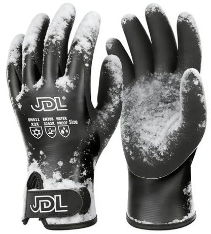JDL Faux Mohair 100% Waterproof Winter Work Gloves for Men and Women – Extra Warm, Thermal Insulated Freezer Gloves for Cold Weather, Super Grip, Medium