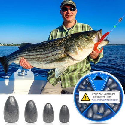 Fishing Weights Bullet Sinkers Flipping Weights for Bass Fishing Punching Carolina Rig Texas Rig Worm Sinker Freshwater Saltwater 1/8oz 3/16oz 1/4oz 3/8oz - style: Mix Size-29pcs