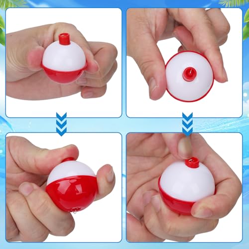 Coopay Fishing Bobbers 30Pcs-50Pcs/Lot Hard ABS Fishing Floats Set Snap on Float Red/White Bobbers Push Button Round Buoy Tackle Accessories - style: 1.5inch-30pcs