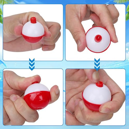 Coopay Fishing Bobbers 30Pcs-50Pcs/Lot Hard ABS Fishing Floats Set Snap on Float Red/White Bobbers Push Button Round Buoy Tackle Accessories - style: 1.5inch-30pcs