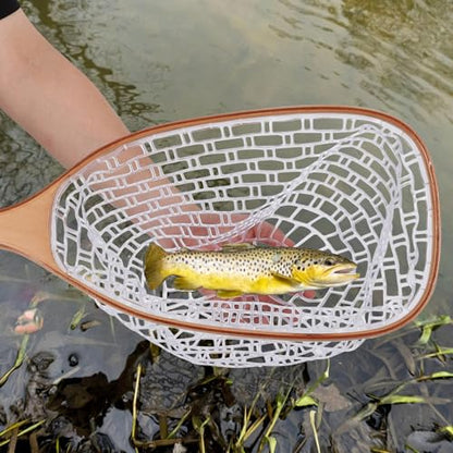 GarveeLife Fly Fishing Net Trout Net, Soft Mesh Fishing Net, Fish Landing Net with Safety Rope Lanyard, Lightweight Catch and Release Net for Trout, Bass