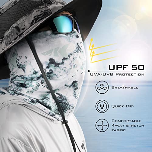 KastKing Sol Armis Neck Gaiter - UPF 50 Face Mask - UV Sun Protection Mask for Men & Women, Fishing, Hiking - color: A: Boulder Camo Ice
