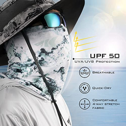 KastKing Sol Armis Neck Gaiter - UPF 50 Face Mask - UV Sun Protection Mask for Men & Women, Fishing, Hiking - color: A: Boulder Camo Ice