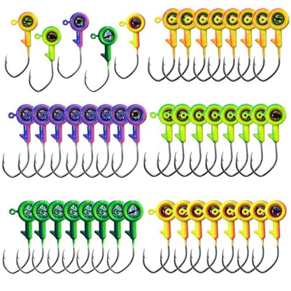 Crappie Jig Heads with 3D Eyes, 40 Packs - 1/32oz, 1/16oz, 1/8oz Jigs for Bass, Trout, Panfish - color: 1/8oz