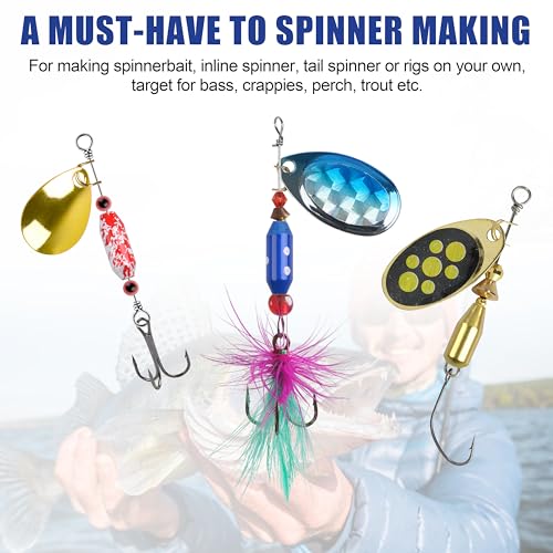 Fishing Spinner Lure Bodies Kit,60PCS Fishing Sinker Weights Brass Painted Spinner Lure Body Brass Beads Bullet Slip Sinker DIY Inline Spinnerbait Making Supplies Parts