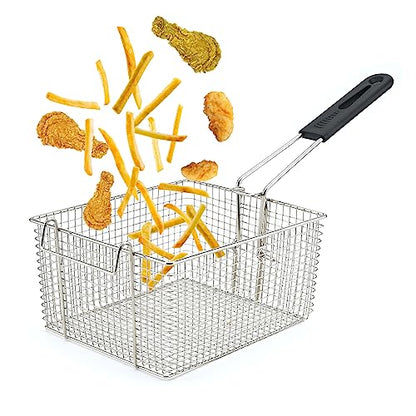 Electric Fryer Basket for Frying Serving Food, with Rubber Handle Grip, 7.2" x 8.3" x 4.3" Heavy Duty Construction Suitable for fry chicken, fish, french fries - style: 1 pcs