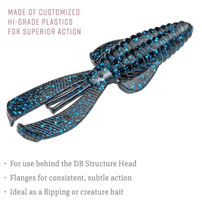 Strike King Rage Bug Fishing Lure, Soft Plastic Grub, Unique Design, Subtle Action - color: Black and Blue, size: 3"