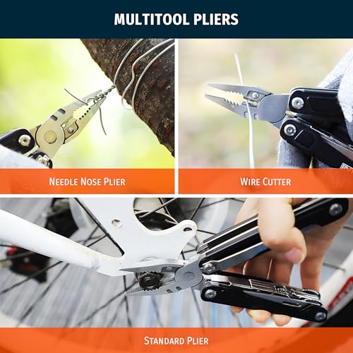 16-in-1 Multitool Pliers, Portable Camping Multi Tool with Safety Lock, Outdoor Survival Gear for Hiking, Hunting, Backpacking - style: 16 IN 1