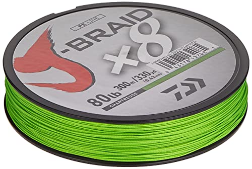 Daiwa J-Braid 300M 8-Strand Woven Round Braid Line - color: CHARTREUSE, size: 10 lb