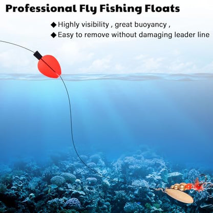 30 Pcs Trout Float Foam Teardrop Strike Fishing Bobbers Fishing Floats Fly Fishing Strike Indicators for Trout Offshore Saltwater Freshwater - color: Red