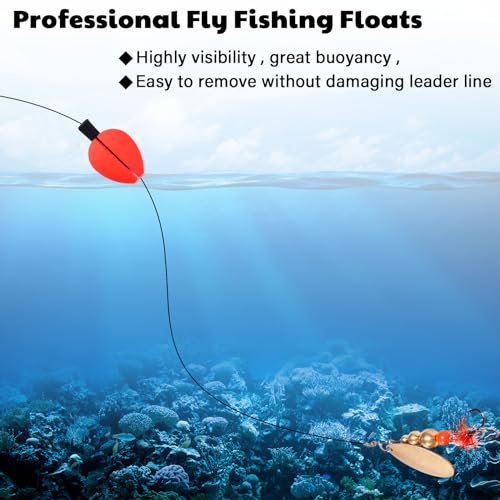 30 Pcs Trout Float Foam Teardrop Strike Fishing Bobbers Fishing Floats Fly Fishing Strike Indicators for Trout Offshore Saltwater Freshwater - color: Yellow, Red, Green