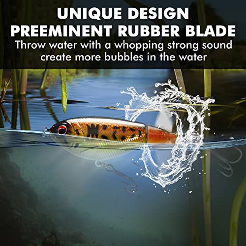 TRUSCEND Popobait Easy Catch Fishing Lures with BKK Hooks, Instant Startup, Longer Cast, Balanced Spray/Sound/Swim, Plopper Topwater Lures for Bass, Trout, Pike, Walleye, Freshwater Saltwater Fishing - color: B2-3.2",0.46oz