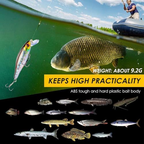 1pc Japan Hot Model Sinking Minnow Fishing Lures 3.35inch 9.2G Jerkbait with 3D Eyes & Sharp Treble Hooks, Lifelike Skin Artificial Bait for Saltwater & Freshwater