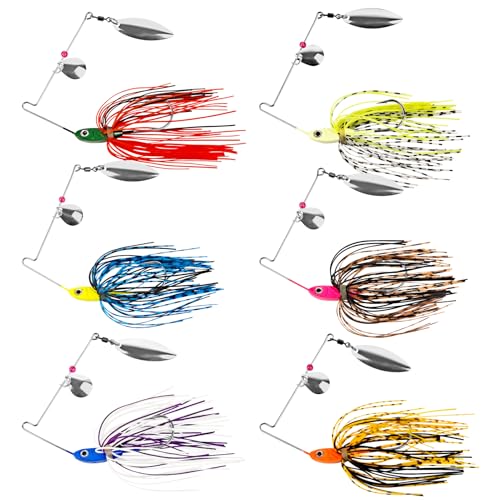 Bass Spinner Baits Fishing Lures | Spinner Baits for Bass Fishing Hard Metal Buzzbait jigs with Skirt for bass pike trout salmon Lures Spinnerbait Swimbait