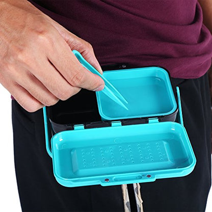 VGEBY1 Fishing Lure Box, Bright Blue Portable Plastic Fishing Bait Holder Box with Clip for Worm Earthworm Lure Storage