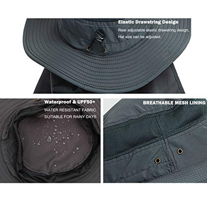DDYOUTDOOR™ 07-281 Fashion Summer Outdoor Sun Protection Fishing Cap Neck Face Flap Hat Wide Brim - color: Dark Gray