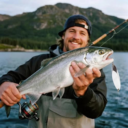 Fishing Lures Fishing Spoons, 5pcs/25pcs/30pcs/50pcs Trout Lures Bass Lures Hard Metal Spinner Baits for Salmon Bass Trout - color: Gold and Silver-50pcs