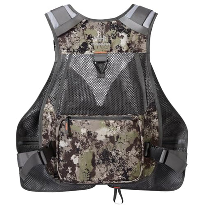 BASSDASH Strap Fishing Vest Adjustable for Men and Women, for Fly Bass Fishing and Outdoor Activities - color: Grunge Camo