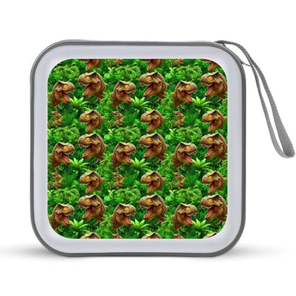 40 Capacity CD Case DVD Case Tropical Leaf Tynosaurus Rex Dinosaur Green Storage Holder Easy to Carry and Organize CDs and DVDs Disc Wallet Bag - color: color777