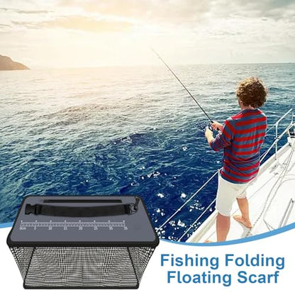 Floating Fish Basket Large Foldable Easy to Use | Fishing Net Cage for Caught Fish Keeping Minnows Shrimp Leaches Other Baits Fresh Water Saltwater