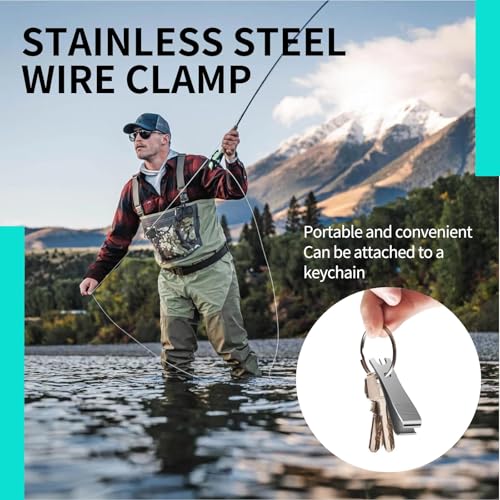2 Pcs Fishing Line Clippers with Hook Eye Cleaner Pin and Keychain, Stainless Steel Nippers for Fly Fishing, Sturdy Cutting Tool Suitable for Tackle, Outdoor Use, and Anglers