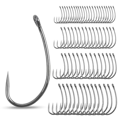 Barbless Fishing Hooks Curve Shank Carp Trout Circle Hooks Crank Fly Tying Hooks Carp Leader Hair Bait Rigs Fishing Accessoires for Freshwater Saltwater - size: 2#_80pcs