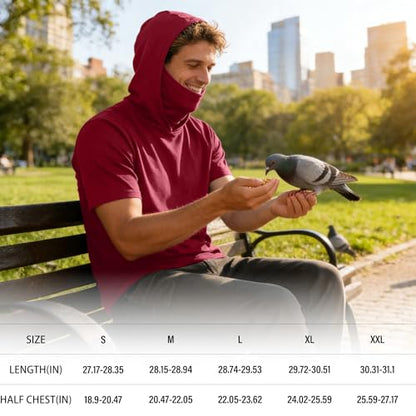 HovSiyla 5 Pack Mens Fishing Hoodie UPF Sun Protection Quick Dry Short Sleeve Shirts Hiking Casual Performance Face Mask Top - size: Small