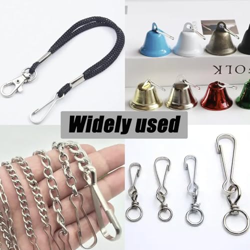 Pine & Linen 150 Pcs 25mm/1inch 304 Stainless Steel Spring Snap Hook, Rust-Proof Lanyard Snap Clip Hooks Metal Spring Hooks, Small Clips for Key Chain ID Name Card - size: 25mm