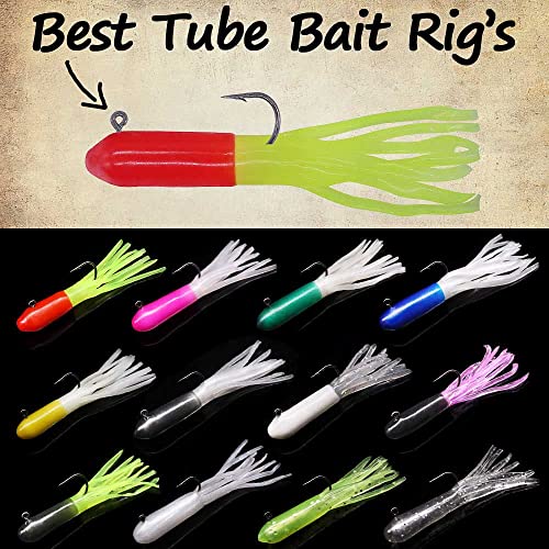 Crappie Jigs Kit with Tube Baits, 120pcs Soft Plastic Crappie Lures (12 Colors) & 10 Jig Heads for Panfish & Trout Fishing - color: Classic Crappie Tube Kit 130-Piece