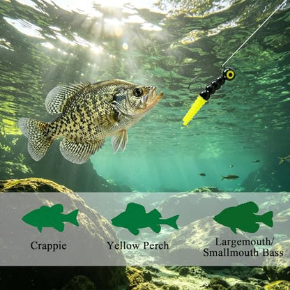 125-Piece Kit Crappie-Baits- Plastics-Jig-Heads-Kit-Shad-Minnow-Fishing-Lures-for Crappie-Panfish-Bluegill 1/32oz 1/16oz 1/8oz