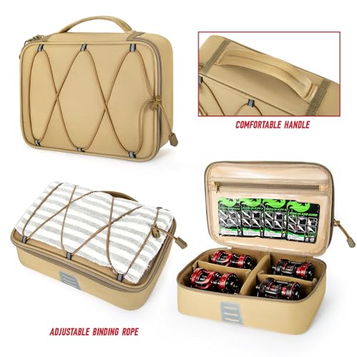 Fishing Tackle Bag, Equipped With 4 Tackle Boxes and Detachable Reel Storage Pouch, Waterproof Fishing Gear Organizer, Adjustable Shoulder Strap Fishing Bags for Saltwater & Freshwater - color: Solid khaki-4 Tackle Boxes