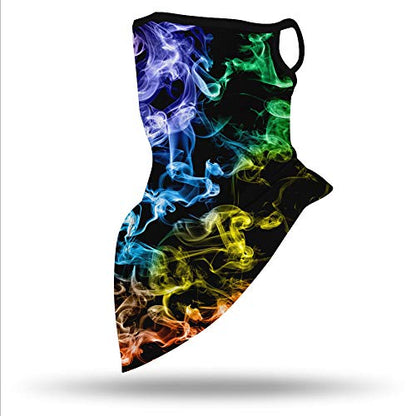 YAYOUREL Neck Gaiter Face Mask Bandanas for Men Women UV Face Scarf Cover Ear Loop Hole Facemask for Fishing Running Cycling - color: Colorful