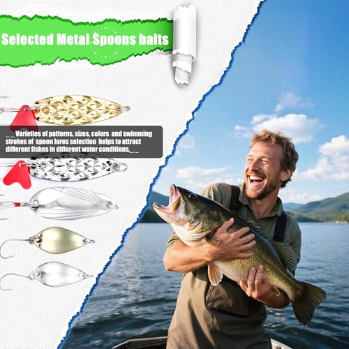 EXAURAFELIS Fishing Lures Tackle Kit, Mixed Hard & Soft Baits Metal Spoons Fishing Accessories for Bass Trout Pike Freshwater Saltwater Fishing - color: 107pcs