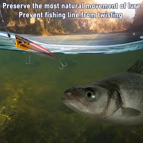 Alwonder 100-Pack Fishing Snap Swivels, Barrel Swivels Fishing Tackle with Snaps Freshwater, Stainless Steel Safty Interlock Snap Swivel Black Nickel Coated Lure Hook Connector Quick Change Clips - size: #11-26LB-1.22"